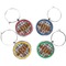 Two Color Plaid Set of Silver Wine Wine Charms
