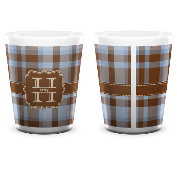 Two Color Plaid Shot Glass - White - APPROVAL