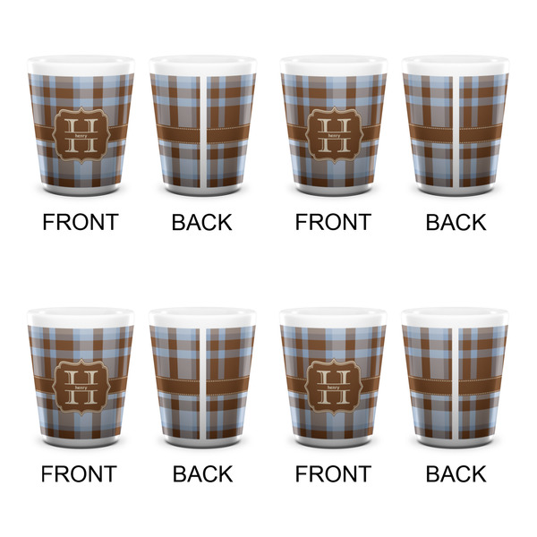 Two Color Plaid Shot Glass - White - Set of 4 - APPROVAL