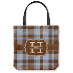 Two Color Plaid Canvas Tote Bag - Medium - 16"x16" (Personalized)