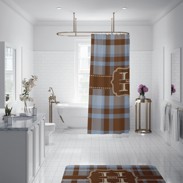 Two Color Plaid Shower Curtain - Custom Size