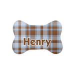 Two Color Plaid Bone Shaped Dog Food Mat (Small) (Personalized)