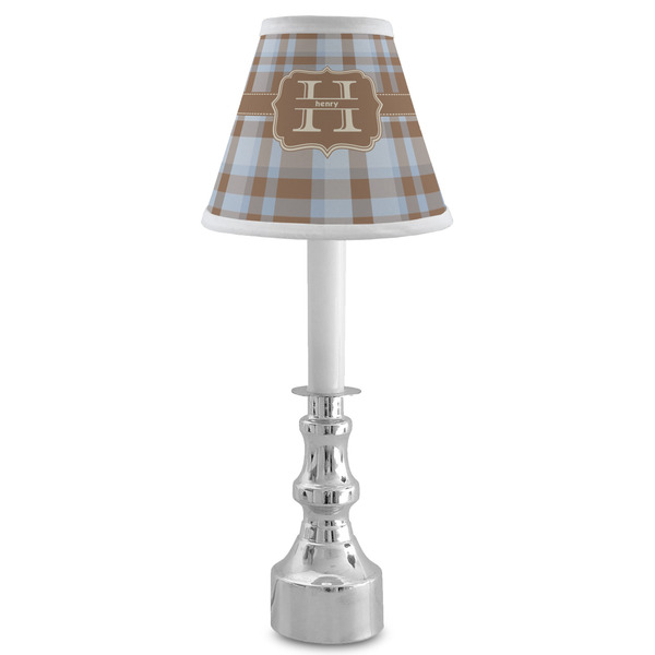 Two Color Plaid Small Chandelier Lamp - LIFESTYLE (on candle stick)