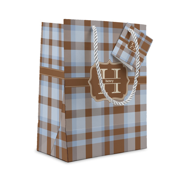 Custom Two Color Plaid Small Gift Bag (Personalized)
