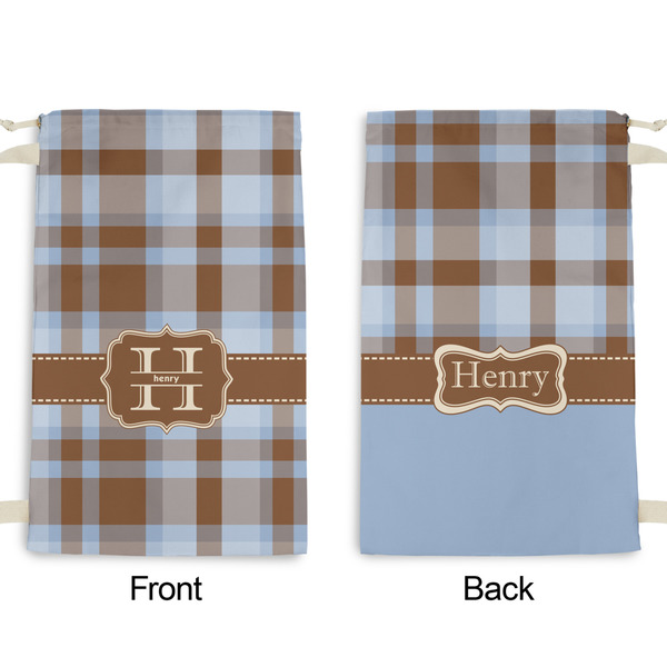 Two Color Plaid Small Laundry Bag - Front & Back View