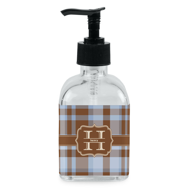 Custom Two Color Plaid Glass Soap & Lotion Bottle - Single Bottle (Personalized)