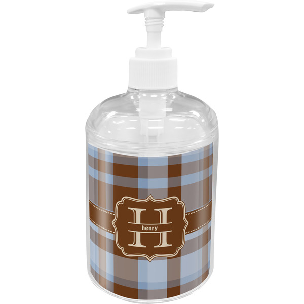 Custom Two Color Plaid Acrylic Soap & Lotion Bottle (Personalized)
