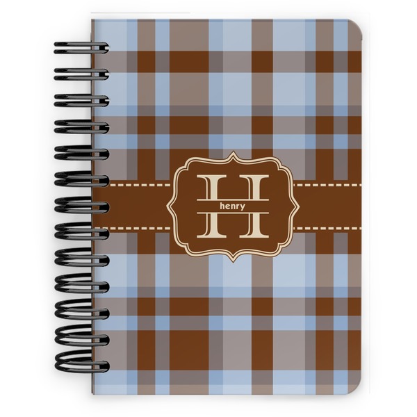 Custom Two Color Plaid Spiral Notebook - 5x7 w/ Name and Initial
