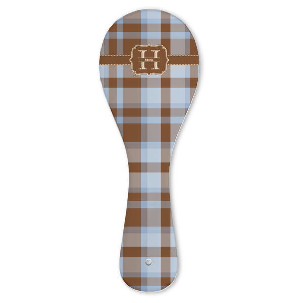 Custom Two Color Plaid Ceramic Spoon Rest (Personalized)