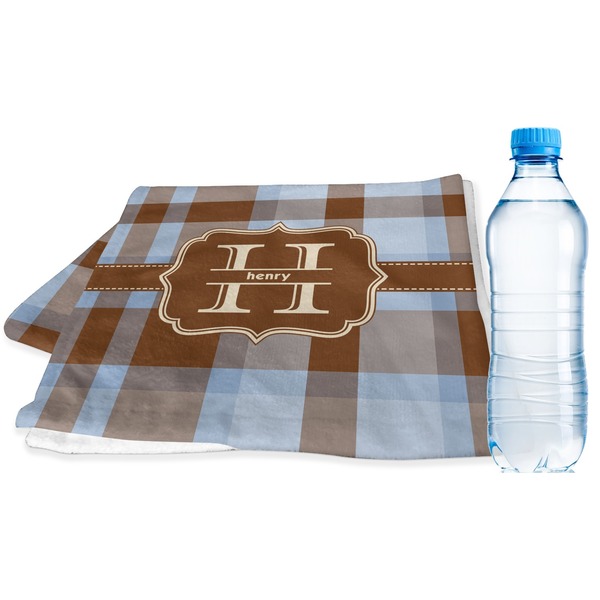 Custom Two Color Plaid Sports & Fitness Towel (Personalized)