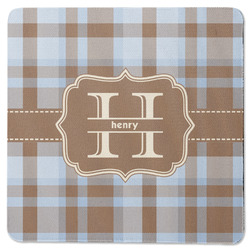 Two Color Plaid Square Rubber Backed Coaster (Personalized)