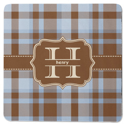 Two Color Plaid Square Rubber Backed Coaster (Personalized)