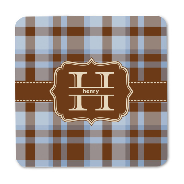 Two Color Plaid Square Fridge Magnet - FRONT