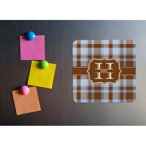 Two Color Plaid Square Fridge Magnet - LIFESTYLE