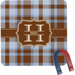 Two Color Plaid Square Fridge Magnet (Personalized)