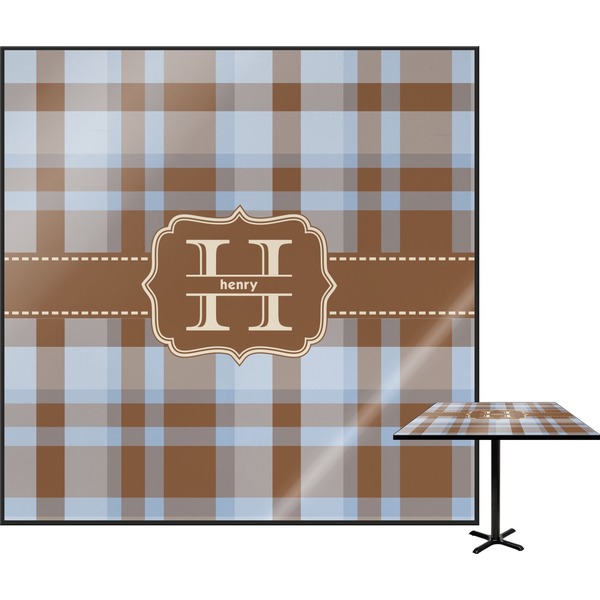 Custom Two Color Plaid Square Table Top (Personalized)