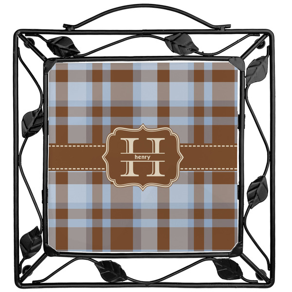 Custom Two Color Plaid Square Trivet (Personalized)