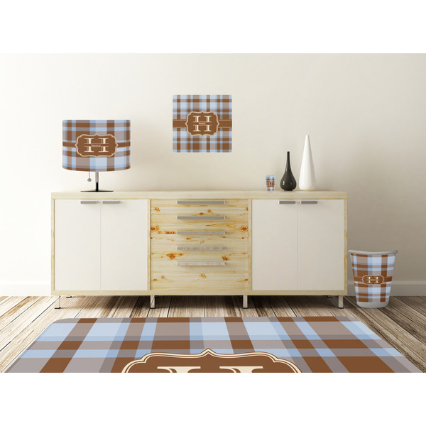 Two Color Plaid Square Wall Decal Wooden Desk