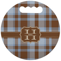 Two Color Plaid Stadium Cushion (Round) (Personalized)