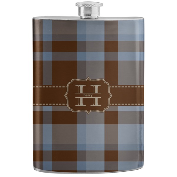 Custom Two Color Plaid Stainless Steel Flask (Personalized)