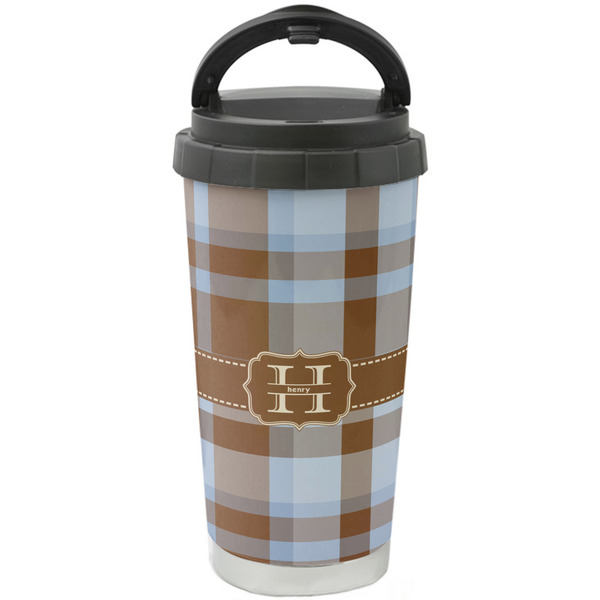 Custom Two Color Plaid Stainless Steel Coffee Tumbler (Personalized)