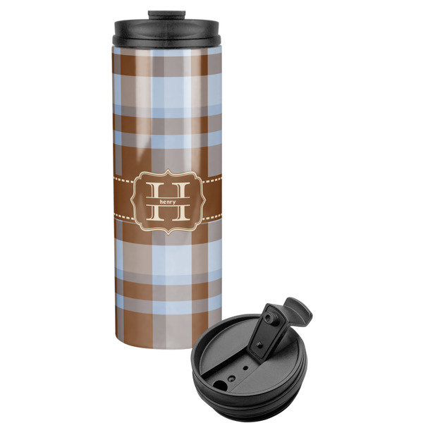 Custom Two Color Plaid Stainless Steel Skinny Tumbler (Personalized)