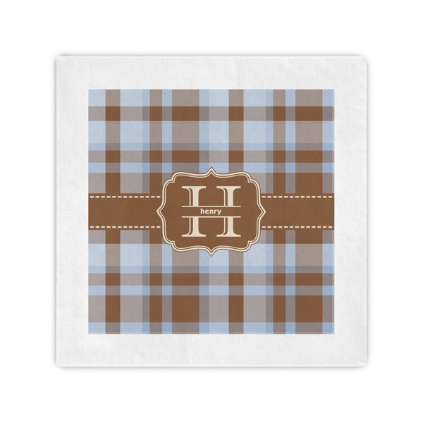 Custom Two Color Plaid Cocktail Napkins (Personalized)