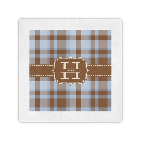 Custom Two Color Plaid Standard Cocktail Napkins (Personalized)