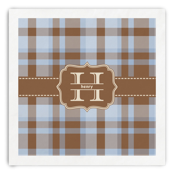 Custom Two Color Plaid Paper Dinner Napkins (Personalized)