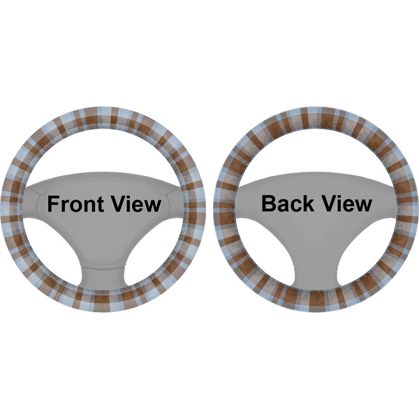 Two Color Plaid Steering Wheel Cover- Front and Back