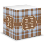 Two Color Plaid Sticky Note Cube (Personalized)
