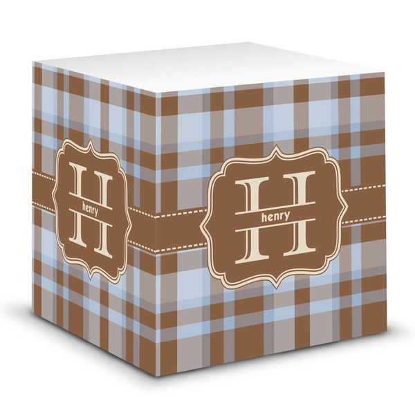 Custom Two Color Plaid Sticky Note Cube (Personalized)