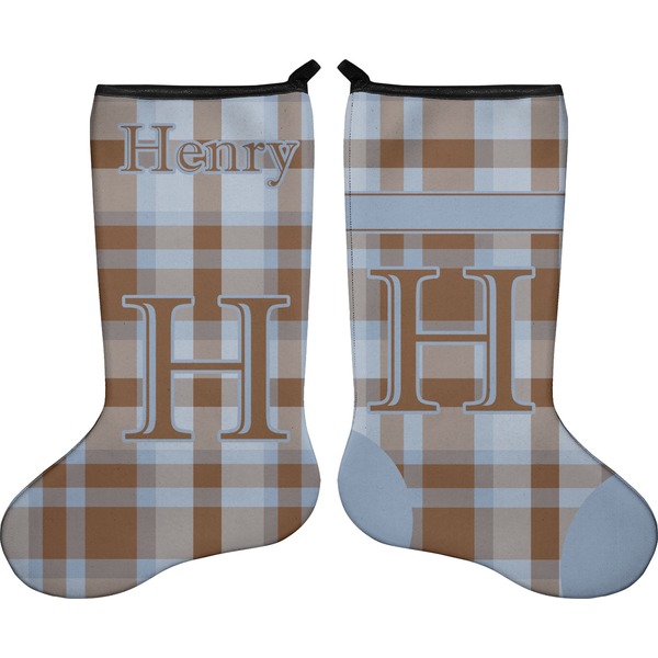 Custom Two Color Plaid Holiday Stocking - Double-Sided - Neoprene (Personalized)