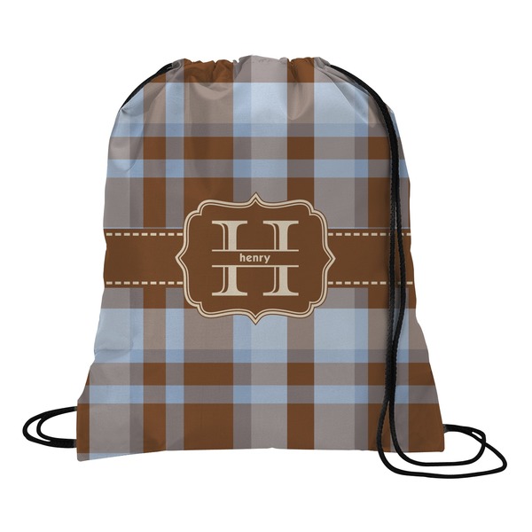 Custom Two Color Plaid Drawstring Backpack - Large (Personalized)