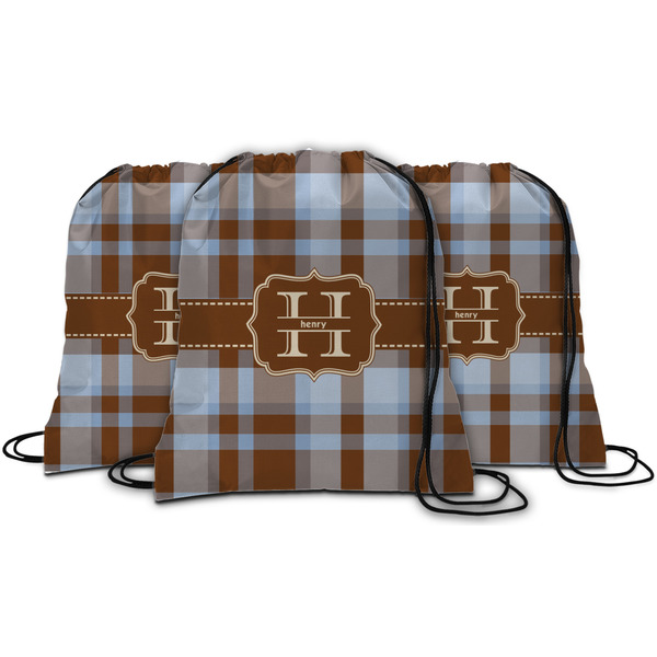 Two Color Plaid String Backpack - MAIN