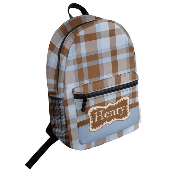 Custom Two Color Plaid Student Backpack (Personalized)