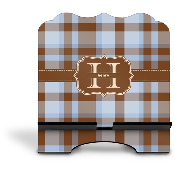 Two Color Plaid Stylized Tablet Stand - Front without iPad