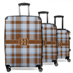 Two Color Plaid 3 Piece Luggage Set - 20" Carry On, 24" Medium Checked, 28" Large Checked (Personalized)