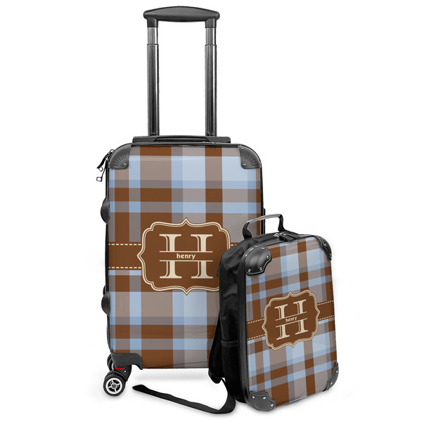 Custom Two Color Plaid Kids 2-Piece Luggage Set - Suitcase & Backpack (Personalized)