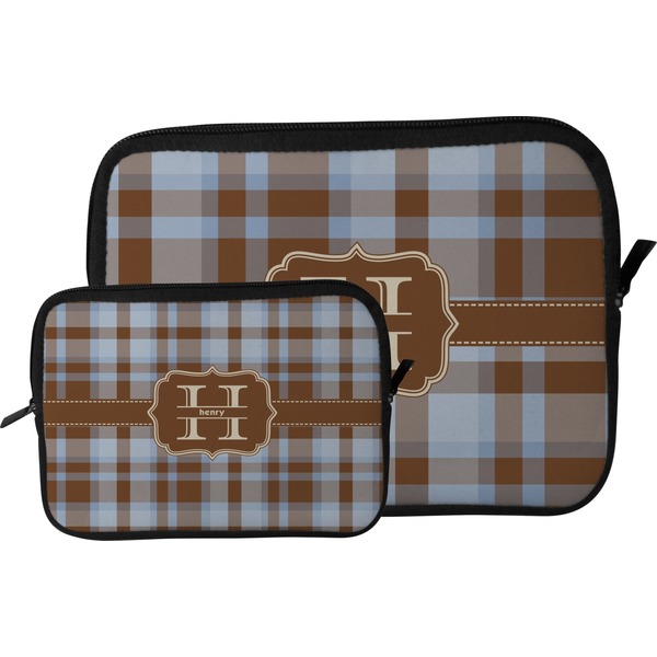 Two Color Plaid Tablet Sleeve (Size Comparison)