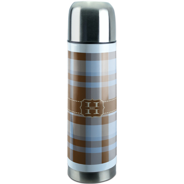 Custom Two Color Plaid Stainless Steel Thermos (Personalized)