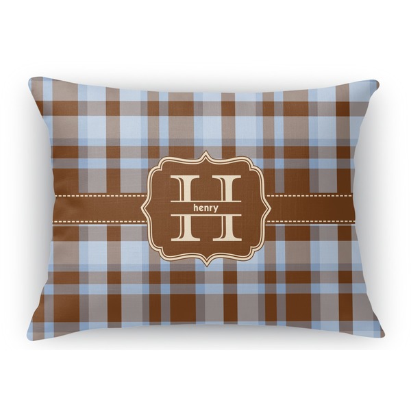 Custom Two Color Plaid Rectangular Throw Pillow Case (Personalized)