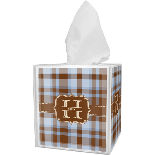 Custom Two Color Plaid Tissue Box Cover (Personalized)