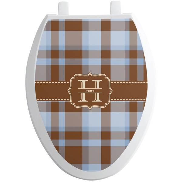 Custom Two Color Plaid Toilet Seat Decal - Elongated (Personalized)