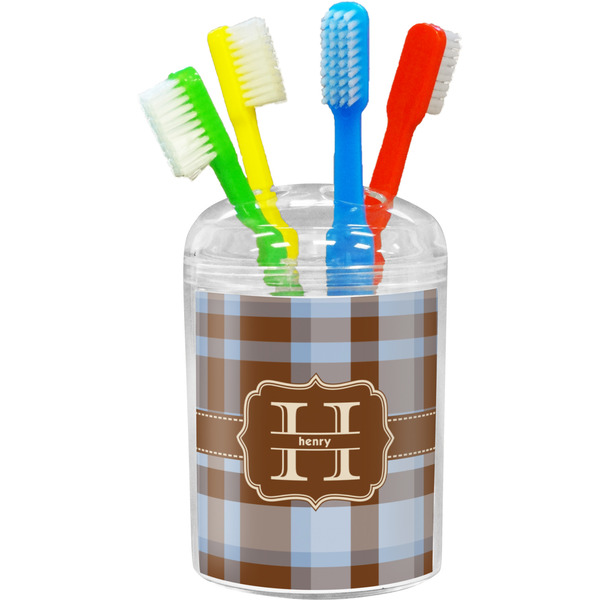Custom Two Color Plaid Toothbrush Holder (Personalized)