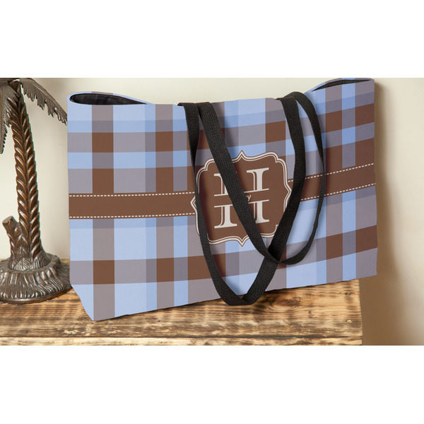 Two Color Plaid Tote w/Black Handles - Lifestyle View