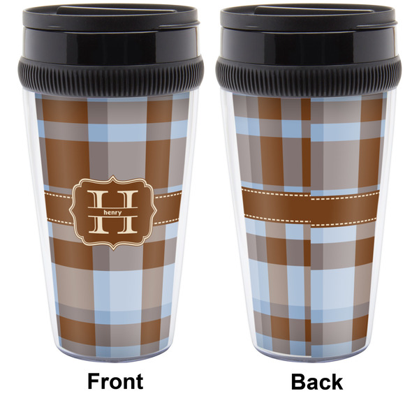 Two Color Plaid Travel Mug Approval (Personalized)