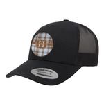 Two Color Plaid Trucker Hat - Black (Personalized)