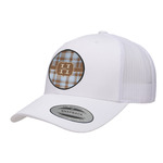 Two Color Plaid Trucker Hat - White (Personalized)