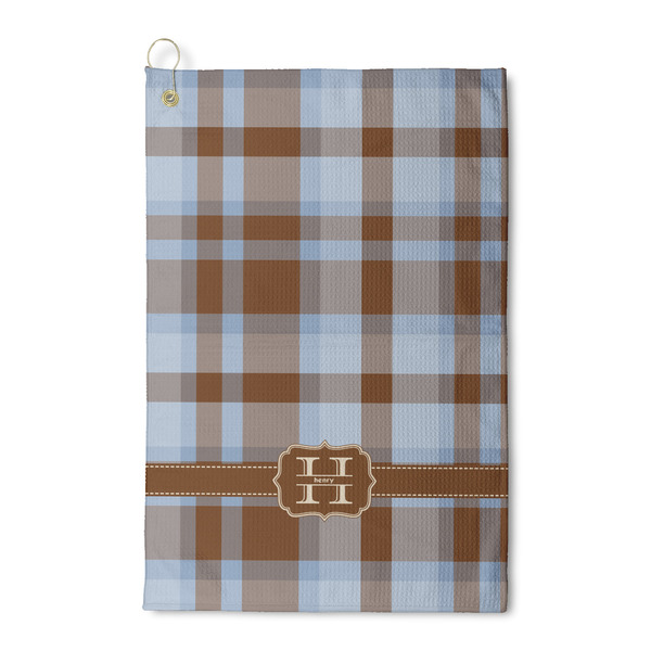 Custom Two Color Plaid Waffle Weave Golf Towel (Personalized)